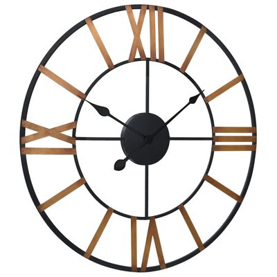 vidaXL sienas pulkstenis, 70 cm, metāls, zelta un melna krāsa