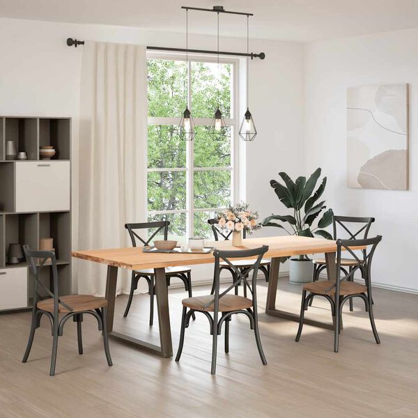 vidaXL ēdamgalda kājas, 2 gab., V-veida, dabīgs tērauds, 100x(72-73,3) cm