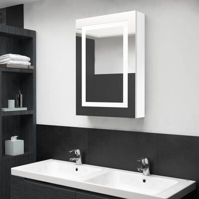 vidaXL vannasistabas skapītis ar spoguli un LED, 50x13x70 cm, balts