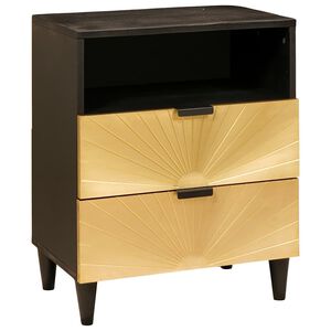 vidaXL Naktsgaldiņ&scaron; Melns un zelts 50 x 33 x 62 cm Inženierijas koks