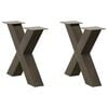 vidaXL kafijas galdiņa kājas, 2 gab., X-veida, dabīgs tērauds, 60x(42-43) cm