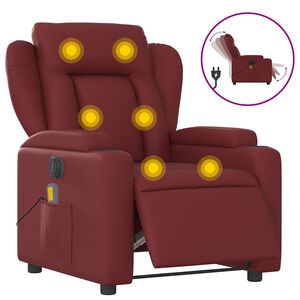 vidaXL elektrisks masāžas krēsls, atgāžams, vīnsarkana mākslīgā āda