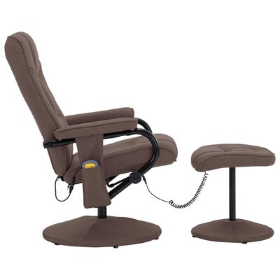 vidaXL masāžas krēsls ar kāju balstu, brūns audums