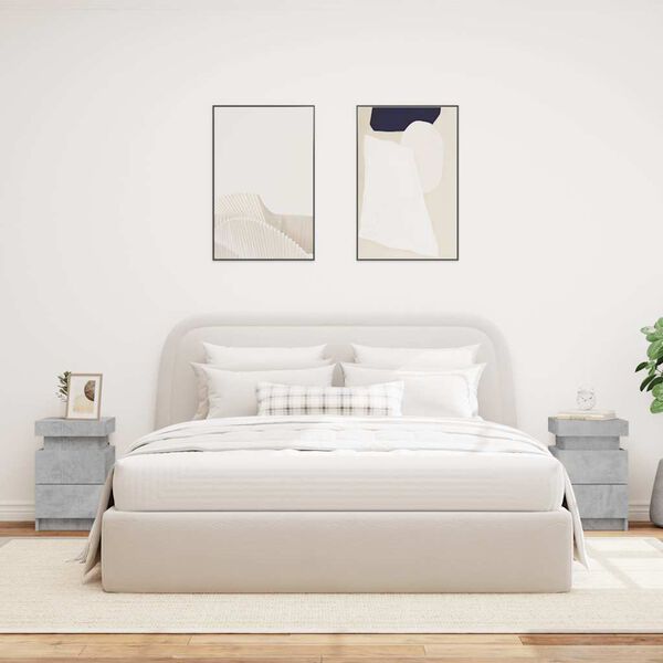 vidaXL naktsskapī&scaron;i ar LED lampiņām, 2 gab., pelēki, 35x39x55 cm