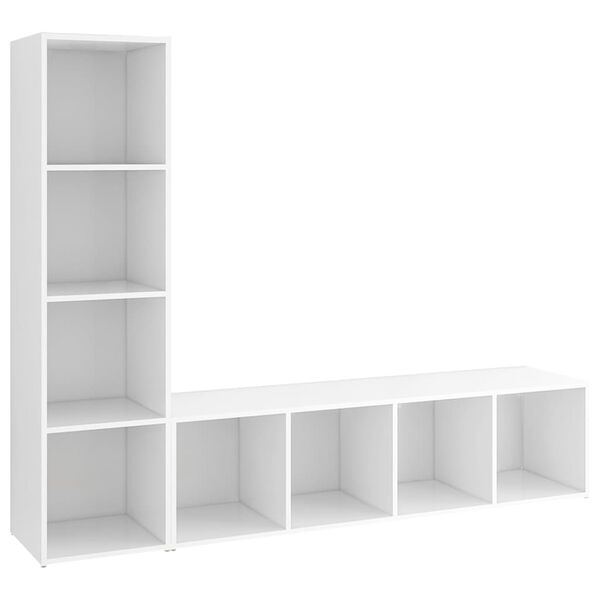 vidaXL TV plaukti, 2 gab., balti, 142,5x35x36,5 cm, inženierijas koks