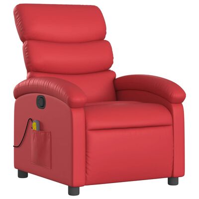 vidaXL masāžas krēsls, atgāžams, sarkana mākslīgā āda