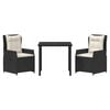 vidaXL Dārza ēdamgalds 3 pcs Melna poliratāns