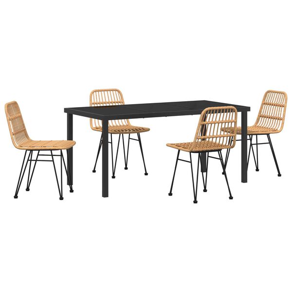 vidaXL Dārza ēdamgalds 5 pcs Brūna Tērauds ar pulverkrāsas pārklājumu