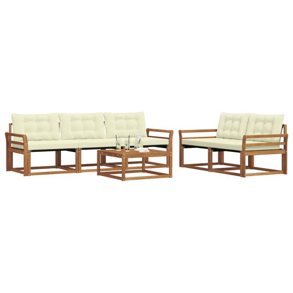 vidaXL Āra dīvānu komplekts ar spilvenu 6 pcs Dabisks un krējuma