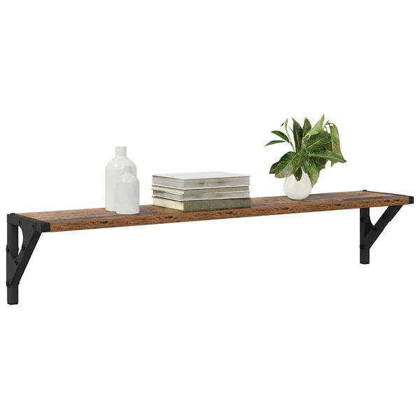 vidaXL Sienas plaukti ar plauktu 2 pcs Vecs koks 80 x 15 x 15,5 cm