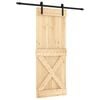 vidaXL Slīdo&scaron;ās durvis 80 x 210 cm Cieta priedes koks (neapstrādāts)
