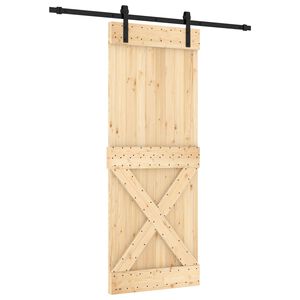 vidaXL Slīdo&scaron;ās durvis 80 x 210 cm Cieta priedes koks (neapstrādāts)