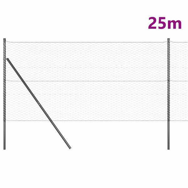 vidaXL Žoga āķis Pelēka 25 x 1,2 m (36 mm siets) Tērauds