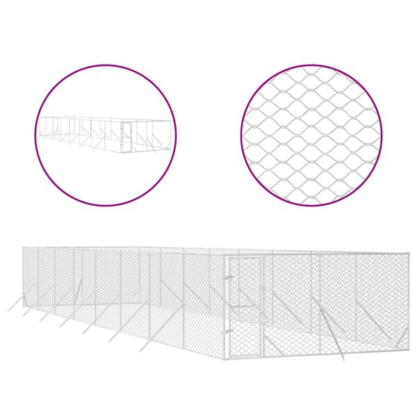 vidaXL suņu voljērs, sudraba krāsā, 4x16x2 m, cinkots tērauds