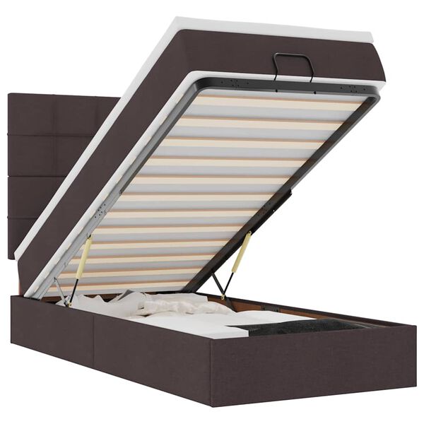 vidaXL Osmaņu gultas rāmis ar matrača tum&scaron;i brūns 90x190 cm audums