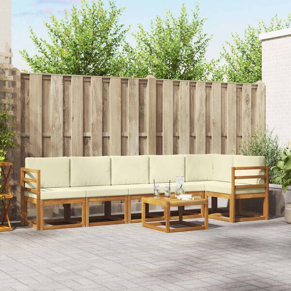 vidaXL Āra dīvānu komplekts ar spilvenu 7 pcs Dabisks un krējuma