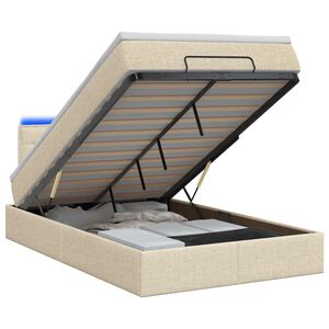 vidaXL Otomāna gulta ar matraču un LED Krēmkrāsa 120 x 200 cm Audums