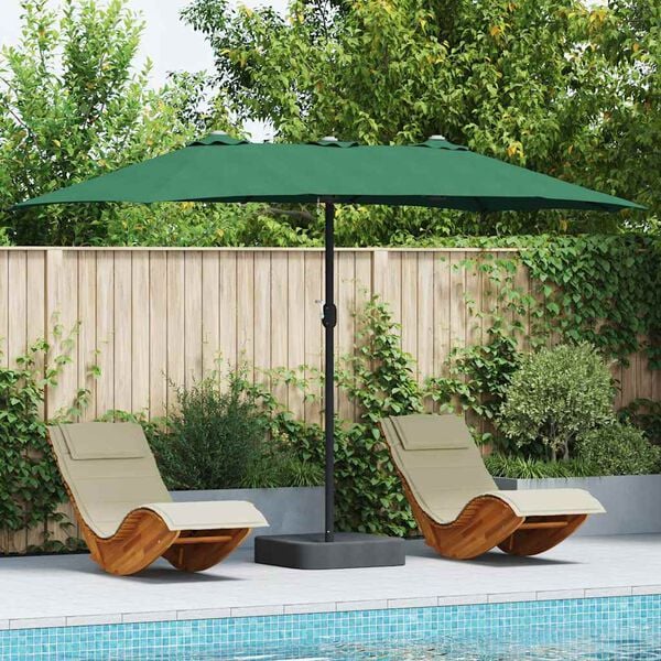 vidaXL Dārza parasols Zaļa 385 x 209 x 244 cm audums