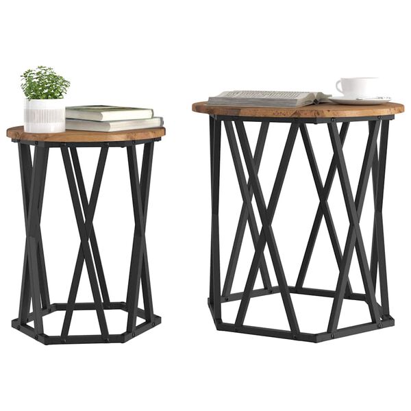 vidaXL Kafijas galdiņš 2 pcs Vecs koks 50 x 50 x 50 cm