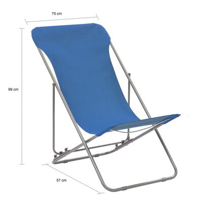 vidaXL saliekami pludmales krēsli, 2 gab., tērauds, audums, zili