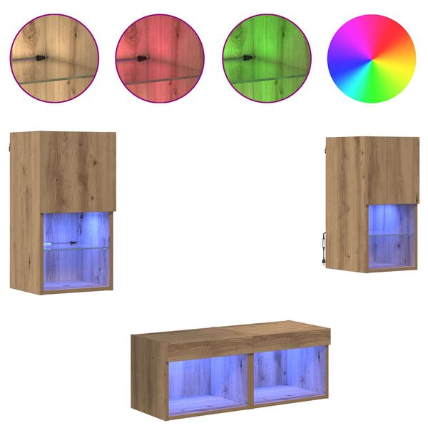 vidaXL TV sienas skapji 4 pcs Artisānā ozols Inženierijas koks