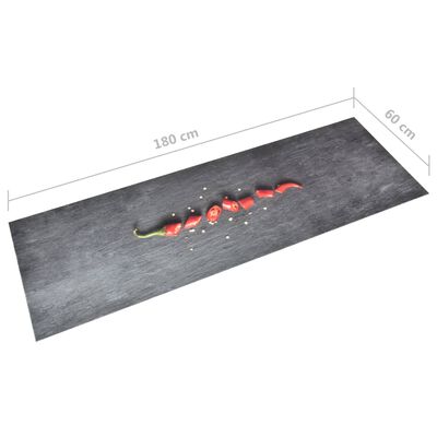 vidaXL virtuves paklājs, mazgājams, apdruka ar piparu, 60x180 cm