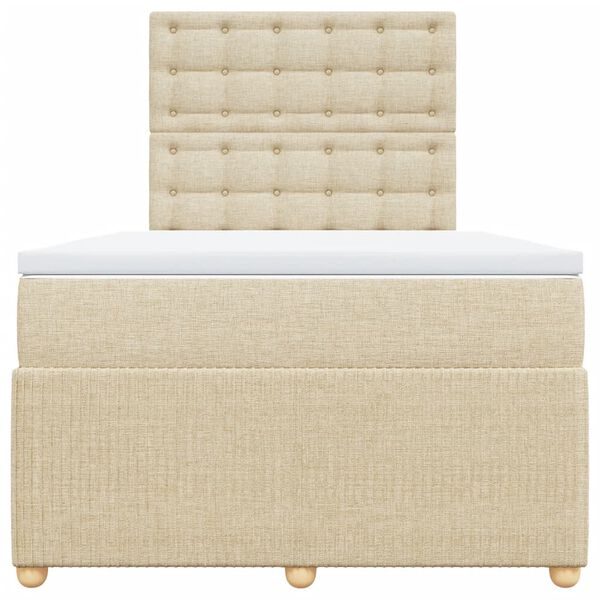 vidaXL atsperu gultas rāmis ar matraci, krēmkrāsas, 120x200 cm, audums