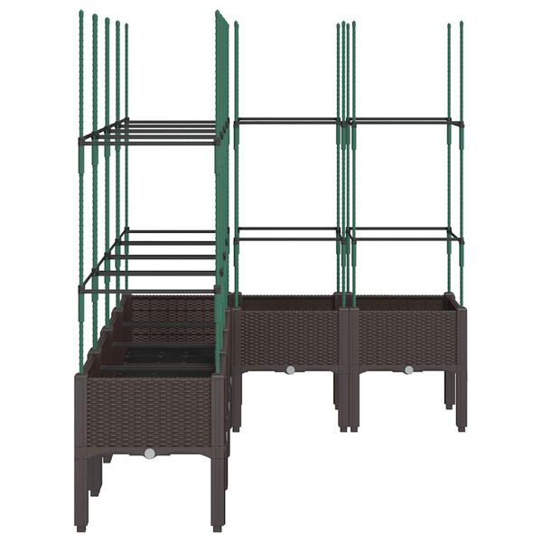 vidaXL dārza puķu kaste ar &scaron;paleru, brūna, 160x120x142,5 cm, PP