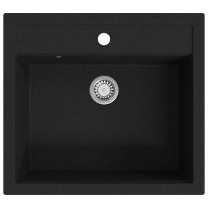 vidaXL virtuves izlietne, viena bļoda, pelēka, granīts