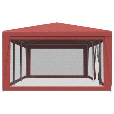 vidaXL svinību telts, ar 8 sieta sienām, 9x4 m, sarkana, HDPE