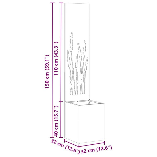 vidaXL Dārza privātuma ekrāns Rūsa 32 x 140 cm Novecināts tērauds