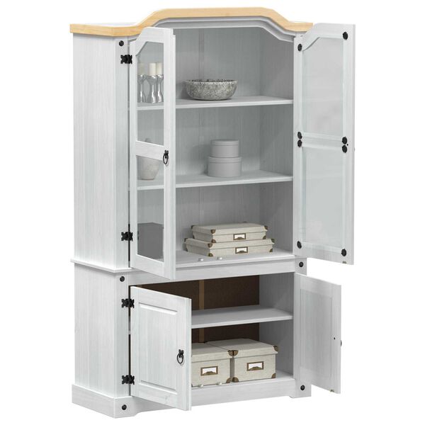 vidaXL Izstādes skapis Balts 103.5 x 42 x 180 cm Ciets priedes koks