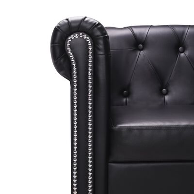 vidaXL stūra dīvāns Chesterfield, melna mākslīgā āda