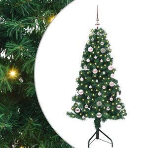 vidaXL Stūra mākslīgais Ziemassvētku koks Zaļa 150 cm PVC un metāls