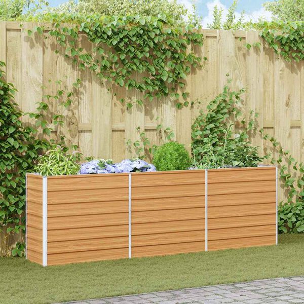 vidaXL augstā puķu kaste, 240x40x77 cm, cinkots tērauds, sudrabains