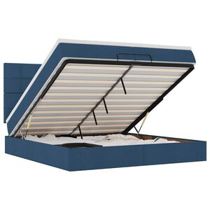 vidaXL Osmaņu gultas rāmis ar matračiem zils 200x200cm audums