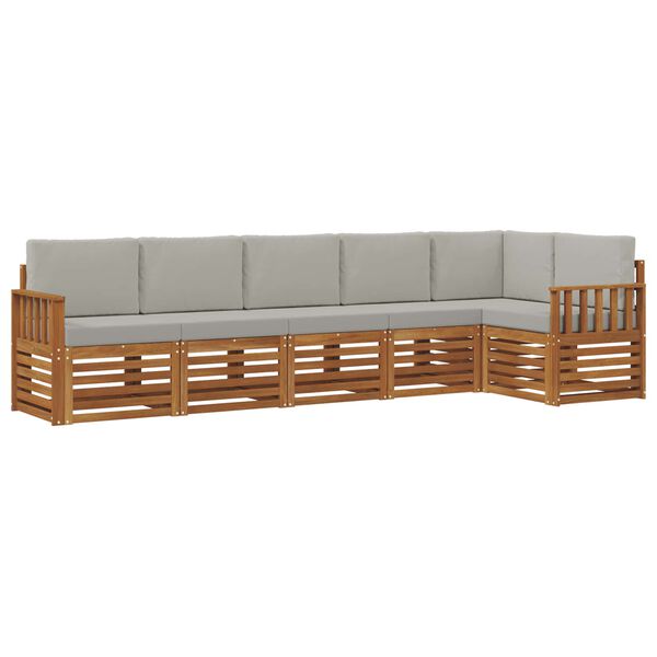 vidaXL Dīvāna komplekti ar spilvenu 6 pcs Dabīgs un gai&scaron;i pelēks