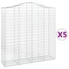 vidaXL arkveida gabiona grozi, 5 gb., 200x50x200/220cm, cinkota dzelzs