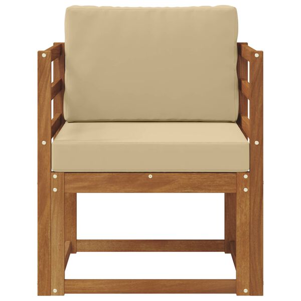 vidaXL Āra dīvāns Cieta akācijas koks un poliesters Dabiska