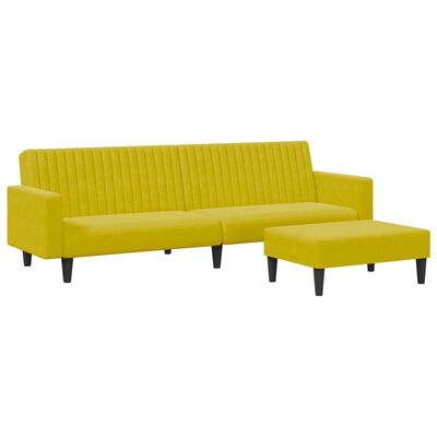 vidaXL divdaļīgs dīvānu komplekts, dzeltens samts