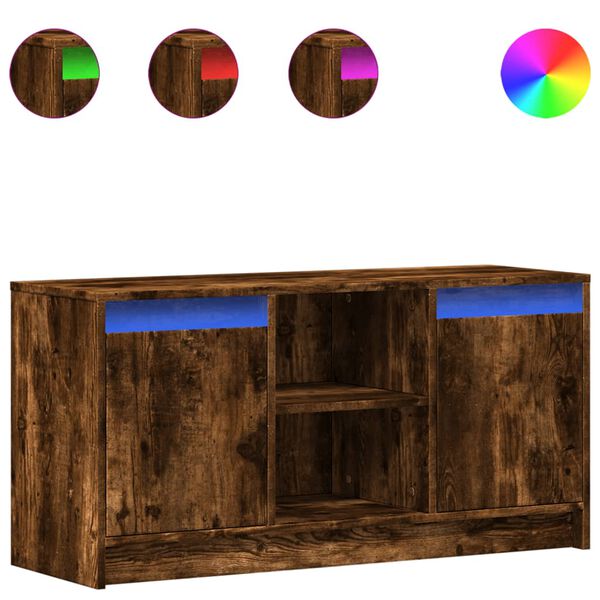 vidaXL TV skapītis ar LED, koka krāsa, 100x34x50 cm, inženierijas koks