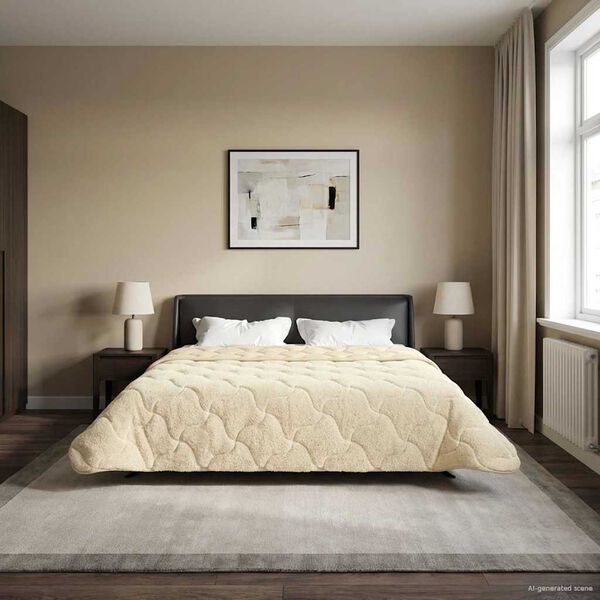 vidaXL Vasaras segas Krēmkrāsa 220 x 240 cm Mikrofibra un Teddy vilna