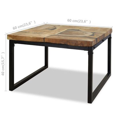vidaXL kafijas galdiņš, 60x60x40 cm, tīkkoks, sveķu materiāls