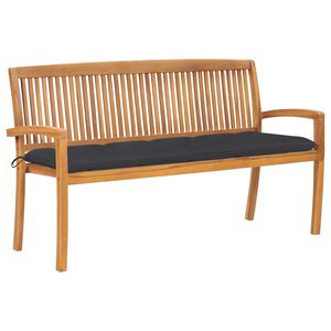 vidaXL dārza sols ar matraci, 159 cm, masīvs tīkkoks