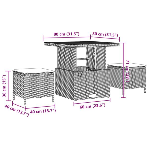 vidaXL Dārza dīvānu komplekts ar spilvenu 11 pcs Melna poliratāns