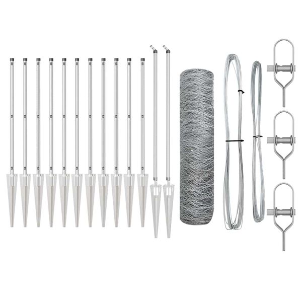 vidaXL Žoga āķis Sudraba 25 x 0,4 m (50 mm siets) Tērauds