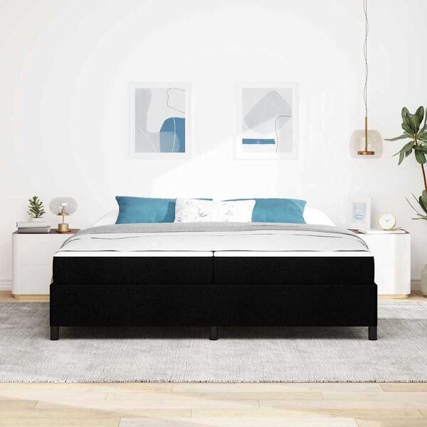 vidaXL Kastītes atsperu gulta Melna 200 x 200 cm audums