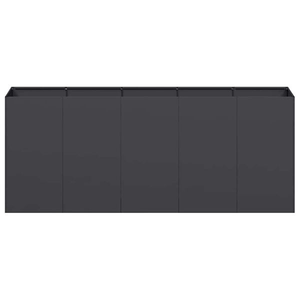 vidaXL puķu kaste, melna, 200x40x80 cm, auksti velmēts tērauds