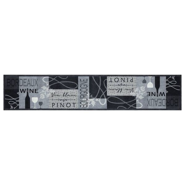 vidaXL virtuves paklājs, mazgājams, vīna apdruka, 60x300 cm , samts