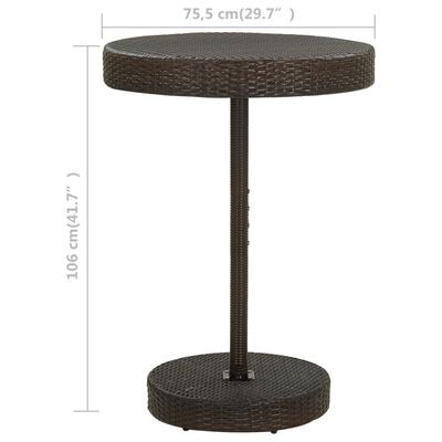 vidaXL dārza galds, brūns, 75,5x106 cm, PE rotangpalma
